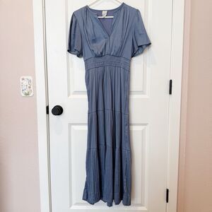 Joie Womens Tiered Satin Maxi Dress Small Romantic Cottagecore Prairie Flowy